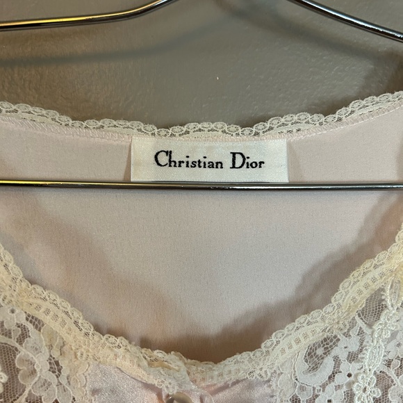 Dior Other - Christian Dior nightgown - vintage pink full length satin & lace long sleeve